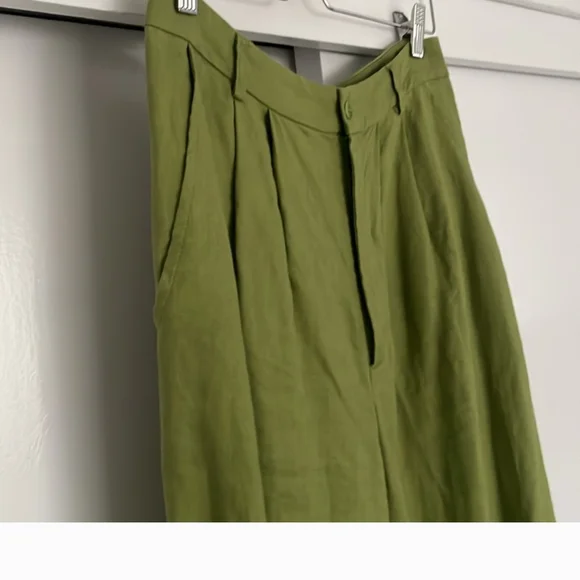 Reformation Lime Wide Leg Pants & Crop Top Set - Picture 2 of 6
